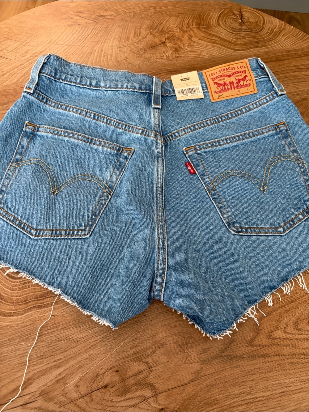 Levi's Women's Medium Blue Denim Cutoff Shorts with Frayed Hem